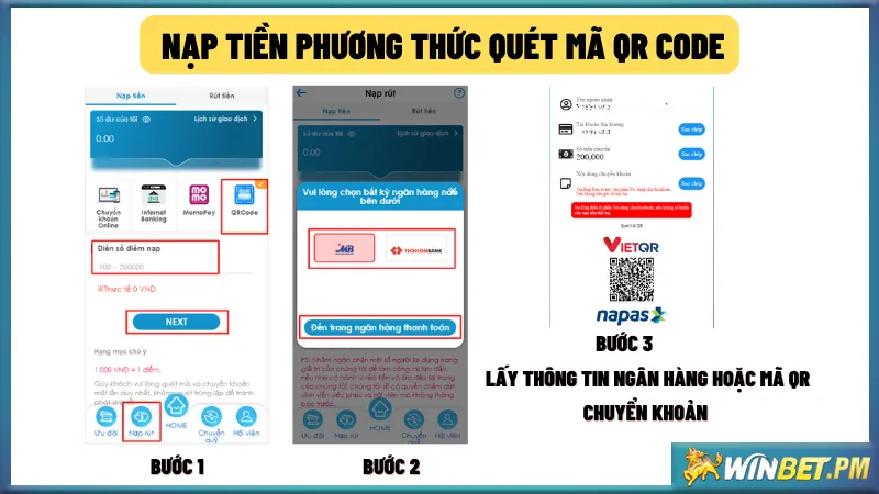 Nạp tiền thông qua quét mã QR code